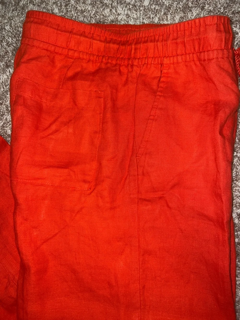 LOFT 100% Linen Wide-Leg Pants, Tassel Drawstring - Bright Coral Orange Size 6! - Picture 2 of 10